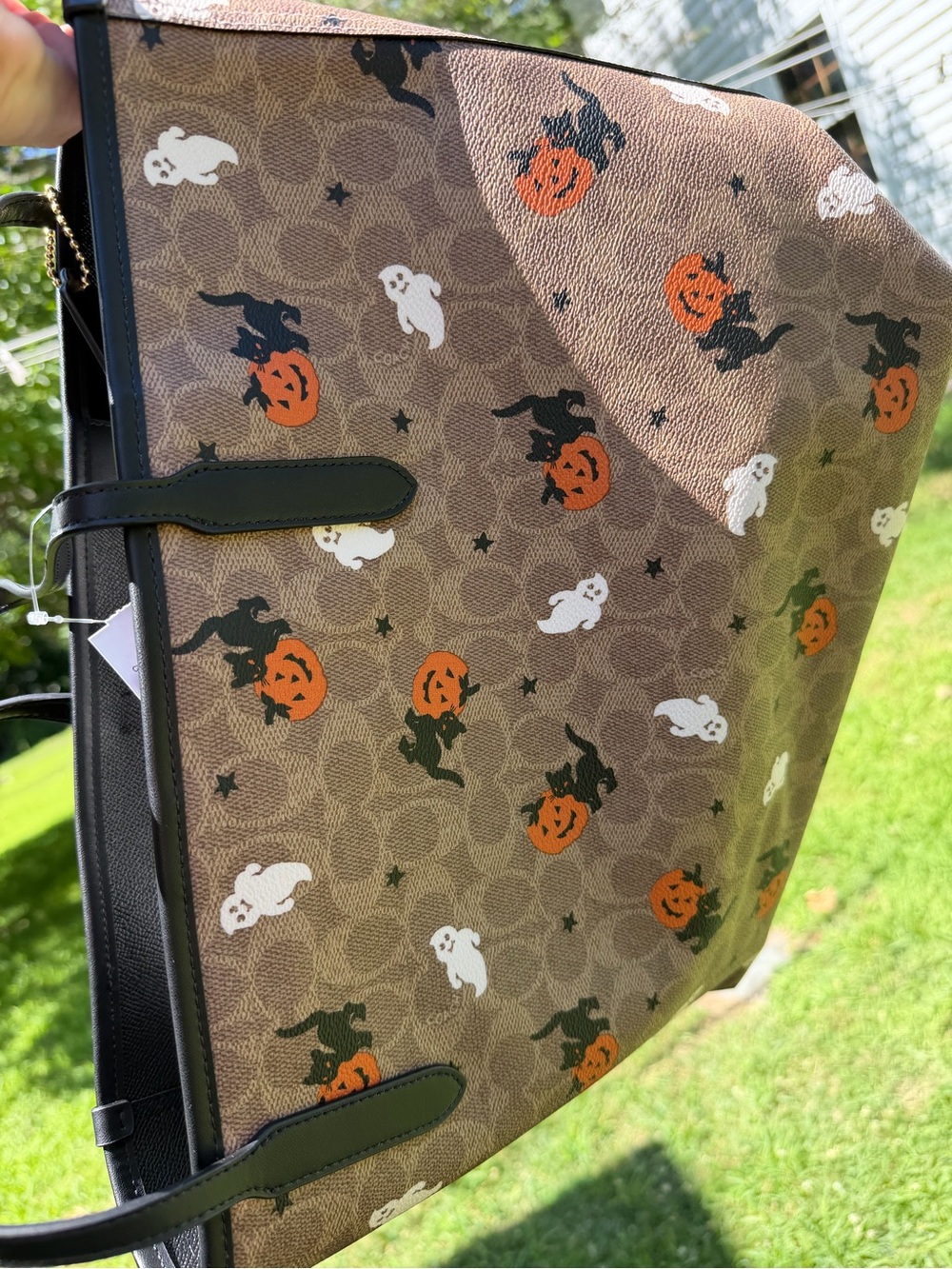 Coach Halloween City Tote Signature Canvas Ghost Pumpkin Cat CW450 NWT - Picture 9 of 12